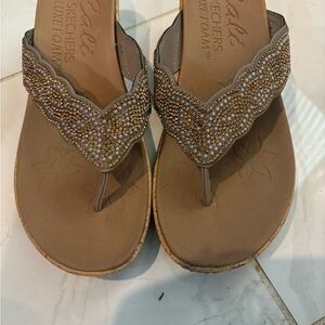 Skechers Women's Beige Beaded Sandals